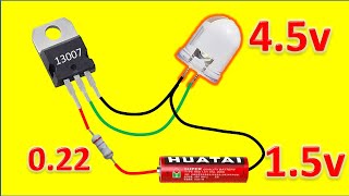 como encender un led de 45v con solo 15v usando un tranasitor NPN D13007 [upl. by Yadroc]