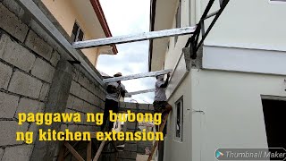 paggawa ng bubong ng kitchen extensionat presyo ng spandrel sa tinsmith shop [upl. by Enelav]