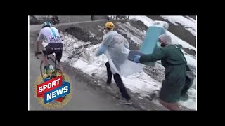 Chris Froome chased by a GIANT INHALER in wild Giro d’Italia scenes [upl. by Allanson]