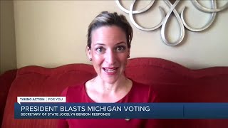 Michigan Secretary of State Jocelyn Benson speaks on false voter fraud allegations [upl. by Gnirol]