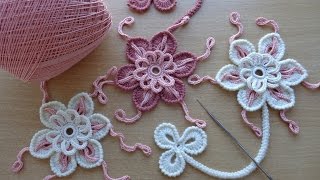 Уроки вязания  Цветок крючком  Ирландское кружево  Flower for Irish lace  How to crochet flower [upl. by Kussell]