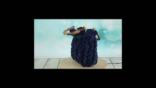 Blaue Samt Grobstricktasche bag chunkybag handtasche diy womanbag design fashion present [upl. by Honorine94]