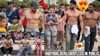 When Bodybuilders Shirtless In Public  Amazing Public Reaction😍 Epic Reaction Video 🔥FitManjeet [upl. by Zealand]