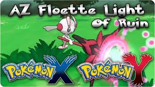 Pokemon X amp Y Shiny AZ Floette Battling With Light Of Ruin Signature Move  Stats [upl. by Llij]