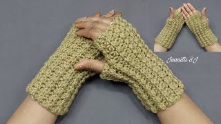 Cómo tejer Guantes a crochet  Guantes o Mitones tejidos Muy FÁCIL y Rápido [upl. by Cinelli]