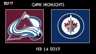 NHL Highlights Colorado Avalanche vs Winnipeg Jets Feb 14 2019 [upl. by Albertson]