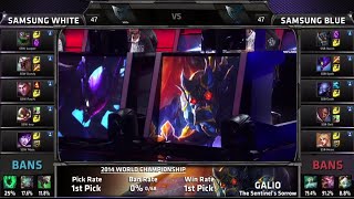 Samsung White vs Samsung Blue  Game 2 Semi Finals S4 Worlds LOL 2014 Playoffs  SSW vs SSB G2 [upl. by Seyer239]