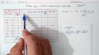 Ex141 Q4 Mean by STEP DEVIATION METHOD  Statistics  Ncert Maths Class 10  Cbse [upl. by Ayaladnot827]