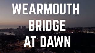 Drone flight around Wearmouth Bridge Dawn [upl. by Rochette]