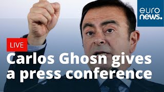 Carlos Ghosn Nissans exboss gives a press conference in Beirut  LIVE [upl. by Ulrika716]