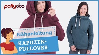 Kapuzenpullover mit Wickelkapuze Daumenlöchern und Eingriffstaschen nähen [upl. by Crowell807]