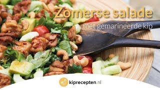 Zomerse salade met gemarineerde kip  Kipreceptennl Makkelijk en snel klaar [upl. by Enirod473]