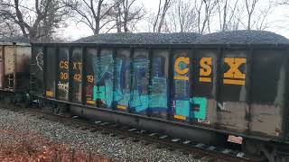 CSX coal train giving the Old College try to get up Pars ridge wile being underpowered on wet rails [upl. by Mommy]