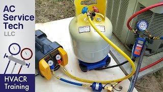 HVAC Refrigerant Recovery Machine Hose Tank amp Tool Setup and Procedure [upl. by Erdah]