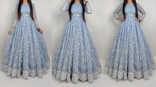 Organic anarkali frock cutting and stitching party wear long frock design umbrella frock cutting [upl. by Hendren]