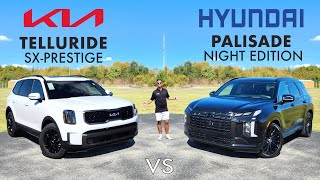 SUPERIOR SIBLINGS  2024 Hyundai Palisade Night vs Kia Telluride SXP Comparison [upl. by Mohun]