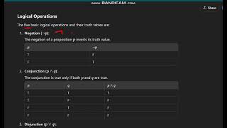 Logical Operations Negation ¬pampConjunction p∧q [upl. by Icnan]