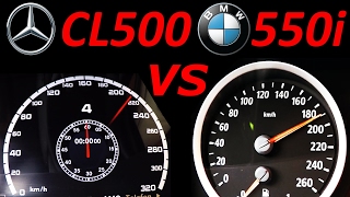 Mercedes CL 500 vs BMW 550i  0200 Acceleration Sound Onboard Autobahn compare [upl. by Karame]