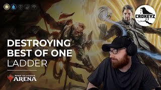 DESTROYING BEST OF 1 LADDER  Azorius Party Deck  CROKEYZ MTG Arena [upl. by Etz]