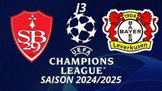 Stade Brestois vs Bayer Leverkusen Ligue des Champions 20242025 3ème journée [upl. by Tammie]