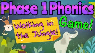 PHASE 1 PHONICS LISTENING GAME  WALKING IN THE JUNGLE  Initial Sounds phase1phonics [upl. by Denbrook]