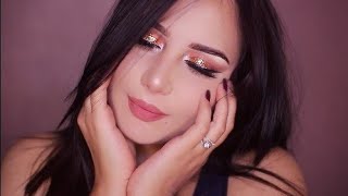 مكياج مناسبات برونزي براق  Bronze Glitter Eye Makeup [upl. by Warp472]