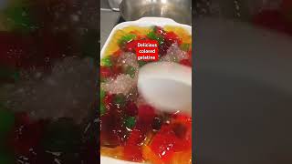 Shiny colored gelatine food cooking recipe yutubeshorts shorts gelatine mixing [upl. by Flavius]