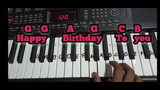 Happy Birthday Paino Lessons  with notes and lyrics  Easy to play for Begginers  Birthday song [upl. by Arnoldo]