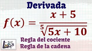 Derivada aplicando regla de la cadena y regla del cociente  La Prof Lina M3 [upl. by Reviel680]