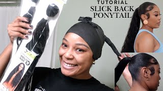 How to super sleek ponytail  Organique Breezy wave 30 natural 4c 4b hair  Beginner friendly [upl. by Tallia]