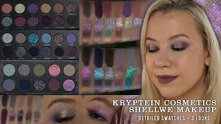 3 palettes 3 looks Kryptein Cosmetics Violet Crazy and Atlantis Shellwe Makeup Somber Garden [upl. by Hashum706]