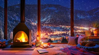 Cozy Winter Ambience for Reading with a Fireplace Snowfall and Blizzard Sounds [upl. by Valeda]