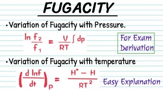 🔴Variation of Fugacity with Pressure and Temperature  Thermodynamic  Chemistry BSc 3rd year [upl. by Alekal134]