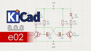 KiCad 8  e02  Schéma [upl. by Dnomyad622]