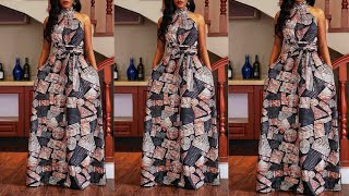 DIY halter neck tutorial HOW TO CUT AND SEW easily How to sew a Maxi dress with collar [upl. by Adliw]