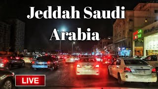 Jeddah Saudi Arabia Night View  Driving Downtown [upl. by Ggerg]