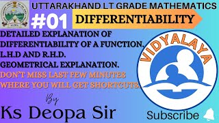 DIFFERENTIABILITY by Ks Deopa Sirlt grade maths [upl. by Ataliah]