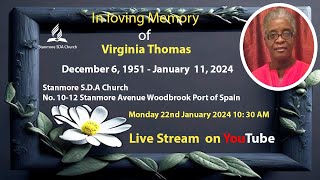 In Loving Memory of Virginia Thomas Live Stream Monday 22nd January 2024 1030 AM [upl. by Yltsew768]