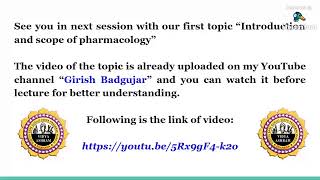 Lecture 1 Introduction to Subject quotPharmacology And Toxicologyquot [upl. by Panther]