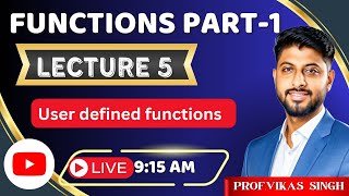 Lecture 5 C Functions Part1  predefined  user defined functions in C  by Vikas Singh [upl. by Adnilahs]