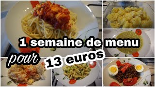 UNE SEMAINE DE MENU  14 REPAS  POUR 13 EUROS [upl. by Ynnaf884]