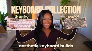 AESTHETIC Mechanical Keyboard Collection  sound tests amp my desk setup [upl. by Bible612]