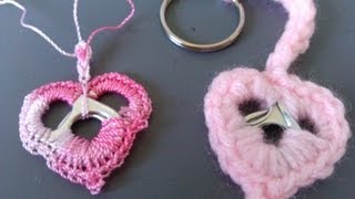 Crochet Soda tab Heart Key Ring  Super Easy [upl. by Enidaj]