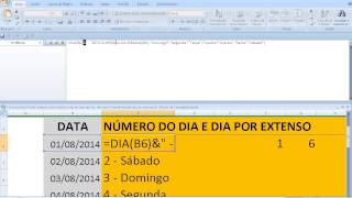 Curso de Excel Exibir número dia extenso seg ter qua qui sex sáb dom Fórmula função diadasemana [upl. by Gaskill374]