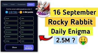 rocky rabbit enigma 16 september  rocky rabbit daily enigma combo today  rocky rabbit passpharse [upl. by Harding602]