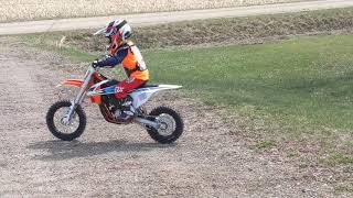 Toddler riding KTM SXE 5 first time [upl. by Ellicec]