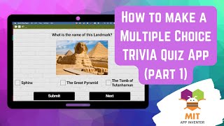 Multiple choice quiz app in MIT App Inventor  Trivia quiz in MIT App Inventor  Landmarks Quiz App [upl. by Esined]