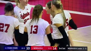 Bergen Reilly setter wins joust at the net Nebraska Husker Volleyball 101423 vs Penn State [upl. by Dasi]