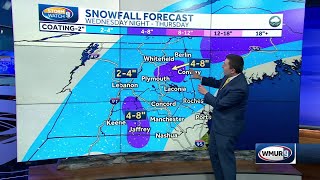 NH snow forecast Slick roads possible Wednesday Thursday [upl. by Tallie]