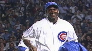 Michael Jordan throws out the first pitch at Wrigley Field [upl. by Nwahsid]